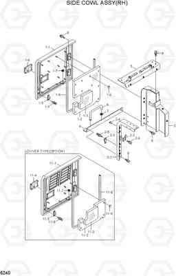 6240 SIDE COWL ASSY(RH) R200W-7A, Hyundai