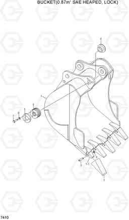 7410 BUCKET(0.87M3 SAE HEAPED, ROCK) R200W-7A, Hyundai