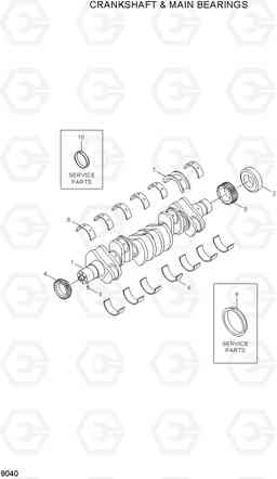 9040 CRANKSHAFT & MAIN BEARINGS R200W-7A, Hyundai