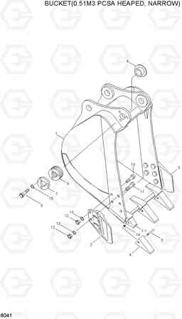 6041 BUCKET(0.51M3 PCSA HEAPED, NARROW) R210ECONO, Hyundai