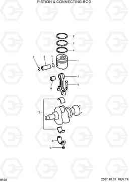 8100 PISTON & CONNECTING ROD R210ECONO, Hyundai