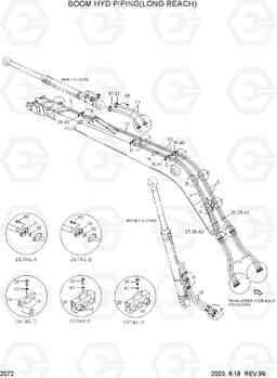 2072 BOOM HYD PIPING(LONG REACH) R210LC-3, Hyundai