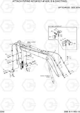 2233 ATT PIPING KIT(#1021-#1436,S & D/ACTING) R210LC-3, Hyundai