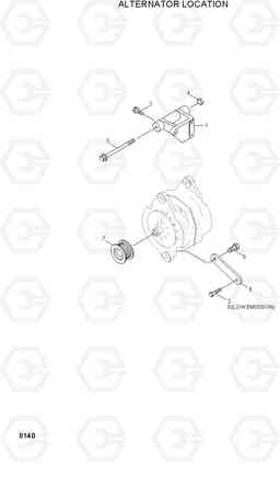 8140 ALTERNATOR LOCATION R210LC-3, Hyundai