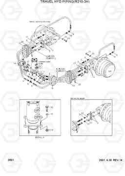 2061 TRAVEL HYD PIPING(R210-3H) R210LC-3H, Hyundai