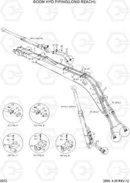 2072 BOOM HYD PIPING(LONG REACH) R210LC-3H, Hyundai