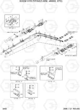 3400 BOOM HYD PIPING(5.68M, -#4909, STD) R210LC-7, Hyundai