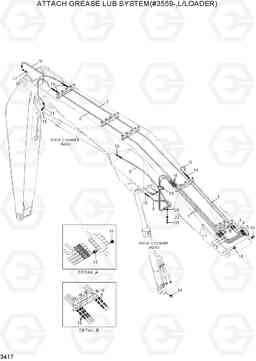 3417 BOOM GREASE LUB SYSTEM(#3559-,L/LOADER) R210LC-7, Hyundai