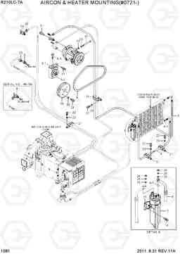 1081 AIRCON & HEATER MOUNTING(#0721-) R210LC-7A, Hyundai
