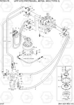 3127 UPP HYD PIP(TRAVEL, #0794-, MCV TYPE 2) R210LC-7A, Hyundai