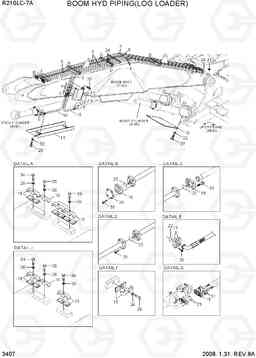3407 BOOM HYD PIPING(LOG LOADER) R210LC-7A, Hyundai