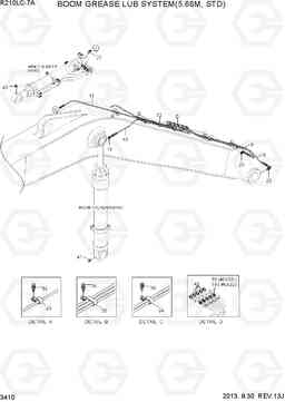 3410 BOOM GREASE LUB SYSTEM(5.68M, STD) R210LC-7A, Hyundai