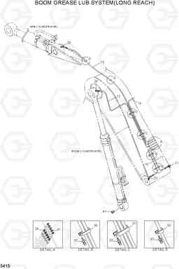 3415 BOOM GREASE LUB SYSTEM(LONG REACH) R210LC-7A, Hyundai