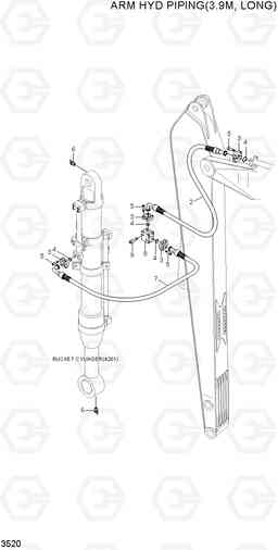 3520 ARM HYD PIPING(3.9M, LONG) R210LC-7A, Hyundai