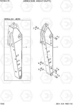 7210 ARM(2.92M, HEAVY DUTY) R210LC-7A, Hyundai