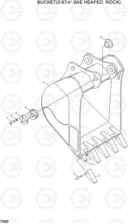 7500 BUCKET(0.87M3 SAE HEAPED, ROCK) R210LC-7A, Hyundai