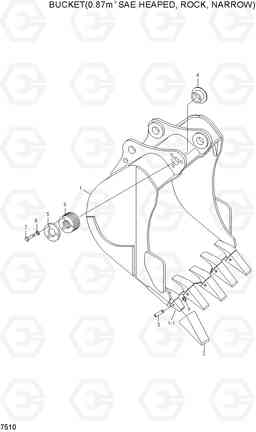 7510 BUCKET(0.87M3 SAE HEAPED, ROCK, NARROW) R210LC-7A, Hyundai