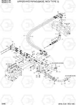 3180 UPPER HYD PIPING(BASE, MCV TYPE 3) R210/220LC-7H, Hyundai