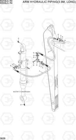 3520 ARM HYD PIPING(3.9M, LONG) R210/220LC-7H, Hyundai