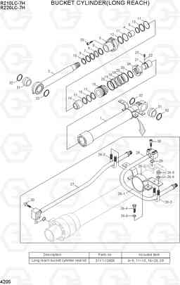 4205 BUCKET CYLINDER(LONG REACH) R210/220LC-7H, Hyundai