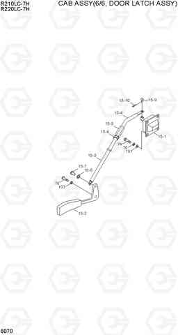 6070 CAB ASSY(6/6, DOOR LATCH ASSY) R210/220LC-7H, Hyundai