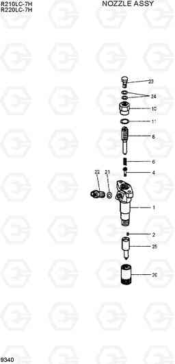 9340 NOZZLE ASSY R210/220LC-7H, Hyundai