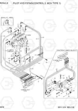 3210 PILOT HYD PIPING(CONTROL 2, MCV TYPE 1) R210LC-9, Hyundai