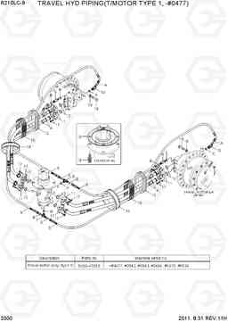 3300 TRAVEL HYD PIPING(T/MOTOR TY 1, -#0477) R210LC-9, Hyundai