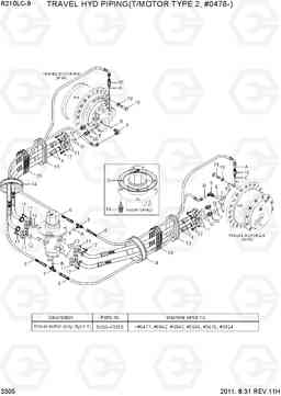 3305 TRAVEL HYD PIPING(T/MOTOR TY 2, #0478-) R210LC-9, Hyundai