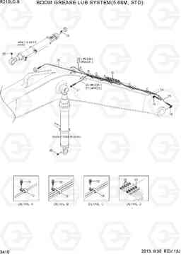 3410 BOOM GREASE LUB SYSTEM(5.68M, STD) R210LC-9, Hyundai