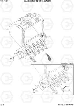 7370 BUCKET(5 TEETH, CAST) R210LC-9, Hyundai