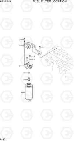 9140 FUEL FILTER LOCATION R210LC-9, Hyundai