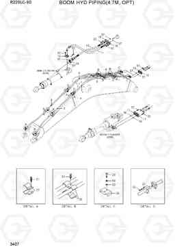 3407 BOOM HYD PIPING(4.7M, OPT) R220LC-9S, Hyundai