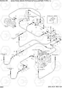 3650 S/ACTING MAIN PIPING KIT(CLUSTER TYPE 1) R220LC-9S, Hyundai