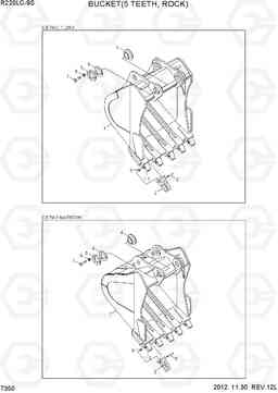 7350 BUCKET(5 TEETH, ROCK) R220LC-9S, Hyundai