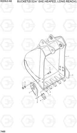 7490 BUCKET(0.52M3 SAE HEAPED, LONG REACH) R220LC-9S, Hyundai