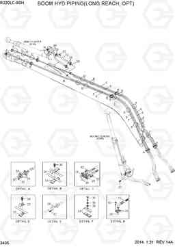 3405 BOOM HYD PIPING(LONG REACH, OPT) R220LC-9SH, Hyundai