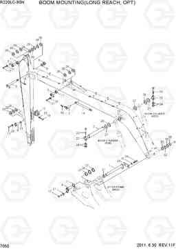 7050 BOOM MOUNTING(LONG REACH, OPT) R220LC-9SH, Hyundai