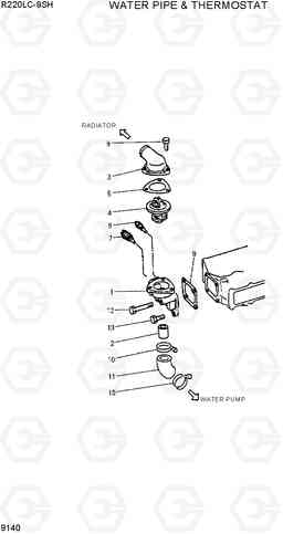 9140 WATER PIPE & THERMOSTAT R220LC-9SH, Hyundai