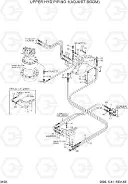 3150 UPPER HYDRAULIC PIPING 1(ADJUST BOOM) R210NLC-7, Hyundai