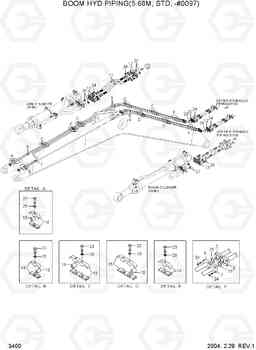 3400 BOOM HYD PIPING(5.68M, STD, -#0097) R210NLC-7, Hyundai