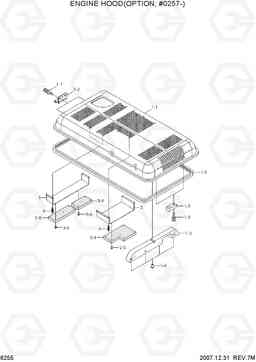 6255 ENGINE HOOD(OPTION, #0257-) R210NLC-7, Hyundai