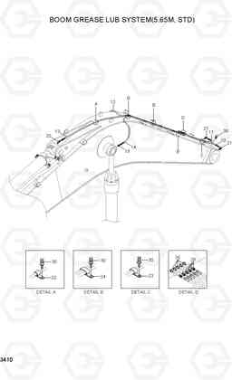 3410 BOOM GREASE LUB SYSTEM(5.65M, STD) R210NLC-7A, Hyundai