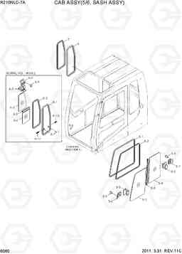 6060 CAB ASSY(5/6, SASH ASSY) R210NLC-7A, Hyundai