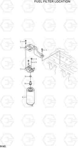 9140 FUEL FILTER LOCATION R210NLC-7A, Hyundai