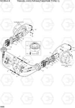 3300 TRAVEL HYD PIPING(T/MOTOR TYPE 1) R210NLC-9, Hyundai