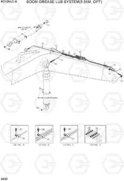 3430 BOOM GREASE LUB SYSTEM(5.55M, OPT) R210NLC-9, Hyundai