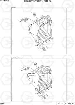 7350 BUCKET(5 TEETH, ROCK) R210NLC-9, Hyundai