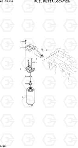 9140 FUEL FILTER LOCATION R210NLC-9, Hyundai