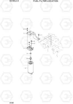 A140 FUEL FILTER LOCATION R210NLC-9, Hyundai